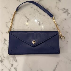 Tory Burch Royal Blue Clutch with Gold Chain